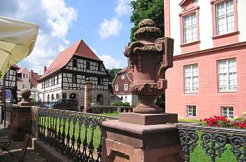 Skulpturen am Schlosszaun in Erbach
