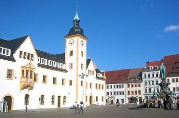 Obermarkt mit Rathaus in Freiberg
