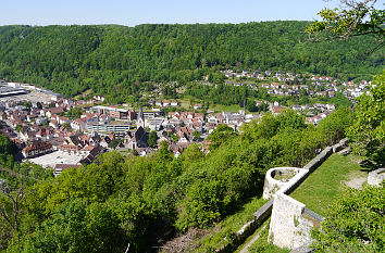 Blick von der Burg Helfenstein auf Geislingen an der Steige
