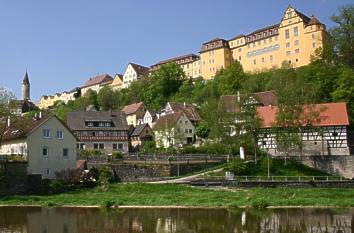 Blick von der Jagst auf Kirchberg