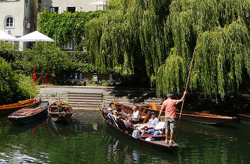 Neckar mit Stocherkahn