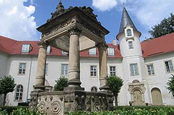 Innenhof und Brunnen Schloss Wiesenburg