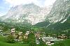 Blick von Grindelwald zum wolkenverhangenen Wetterhorn