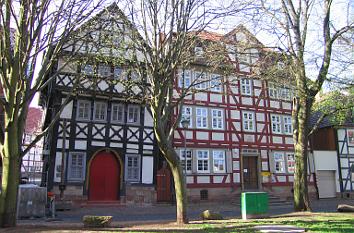 Fachwerkhäuser an der Stadtkirche in Bad Hersfeld