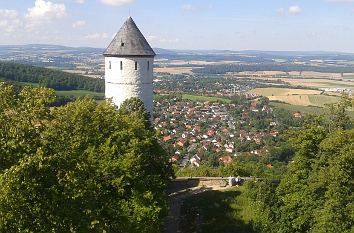 Sydeturm Burg Plesse und Blick Leinatal