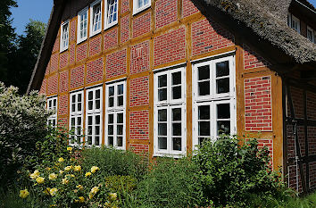 Blumen am Bauernhaus Freilichtmuseum Stade