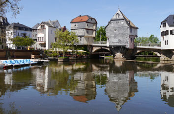 Alte Nahebrücke mit Brückenhäusern in Bad Kreuznach