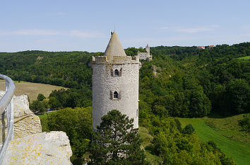Blick Burg Saaleck zur Rudelsburg