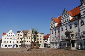 Markt, Rathaus und Stadtkirche in Wittenberg