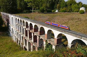 Miniwelt Lichtenstein: Göltzschtalbrücke mit Zug