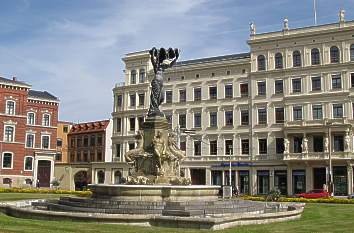 Postplatz mit Muschelminna in Görlitz