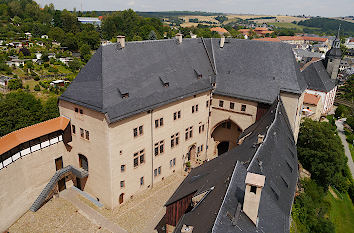 Blick auf den Burghof von Schloss Rochlitz