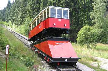 Personenwagen auf der Güterbühne der Standseilbahn