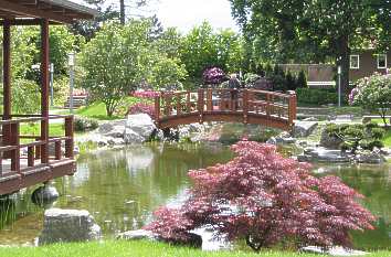 Japanischer Garten: Teichlandschaft am Teepavillon