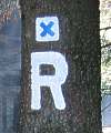 Rennsteig Markierung "R" und "X"