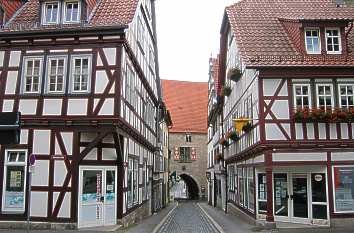 Ratsstraße mit Rathaus in Mühlhausen