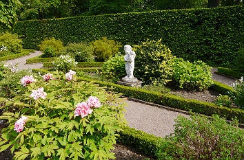 Hecken, Putte und Blumen im russischen Garten