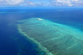 Luftaufnahme Korallenriff mit Sandbank