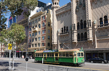 Historische Straßenbahn in der Flinders Street